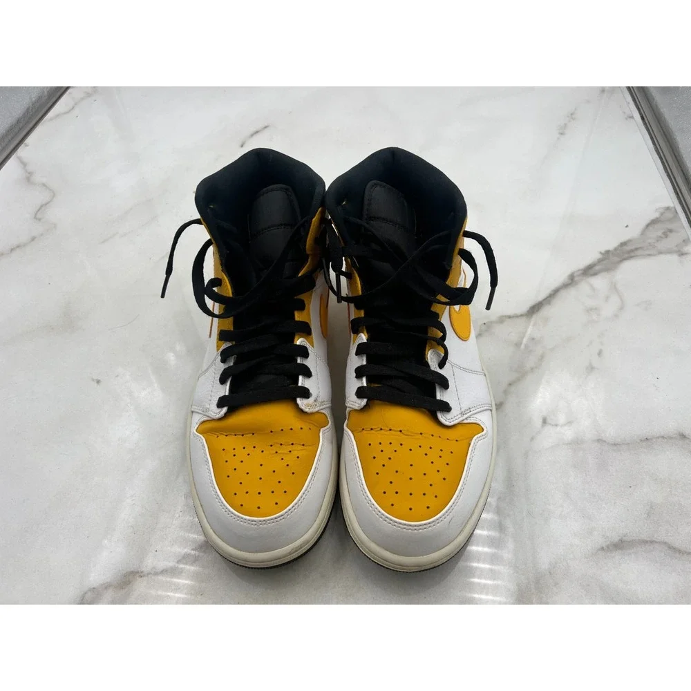 Air Jordan 1 Shoes Mens 11 Mid University Gold White Black Sneakers 554724-170